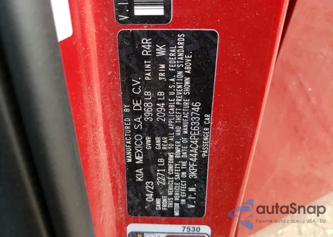 2023 Kia Forte Gt из США, поврежденный, VIN 3KPF44AC4PE633746